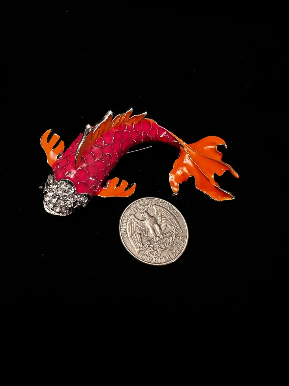 Decorative Koi Fish Red & Orange extra large brooch set of 2
